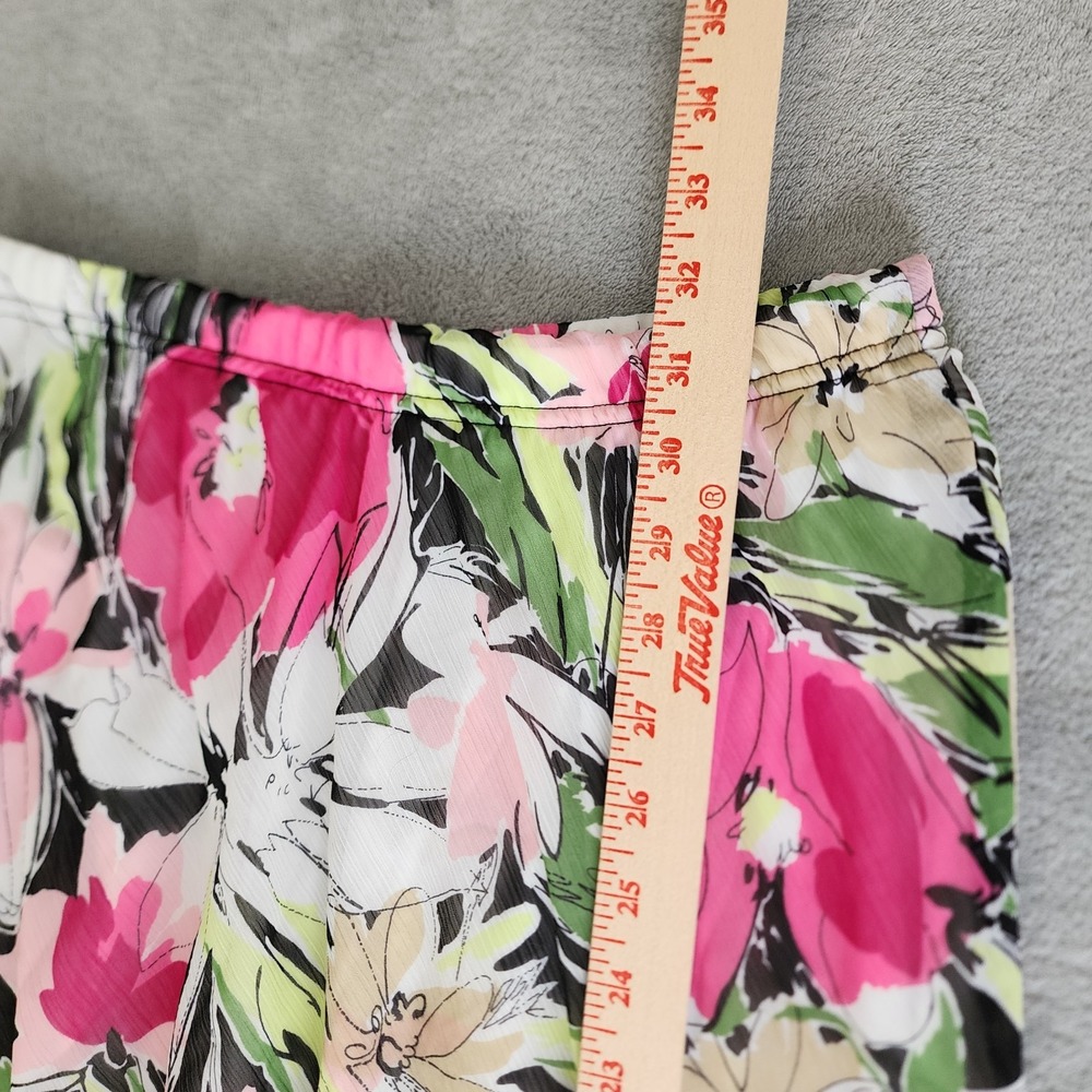 Briggs New York Skirt Petite Medium Floral Pink Black White Long Layered Ruffle - Picture 7 of 8